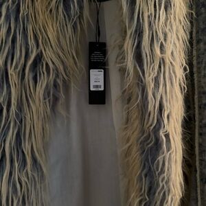 Fashion Nova Faux Fur Trim Trench Coat - Gray and Cream